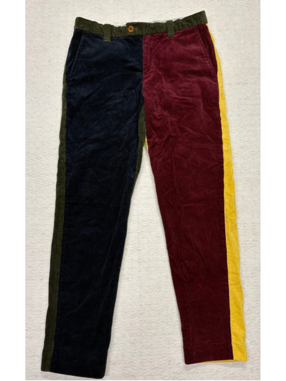 Brooks Brothers Milano Fit Colorblock Corduroy Pants Multi Color Patchwork 33x31